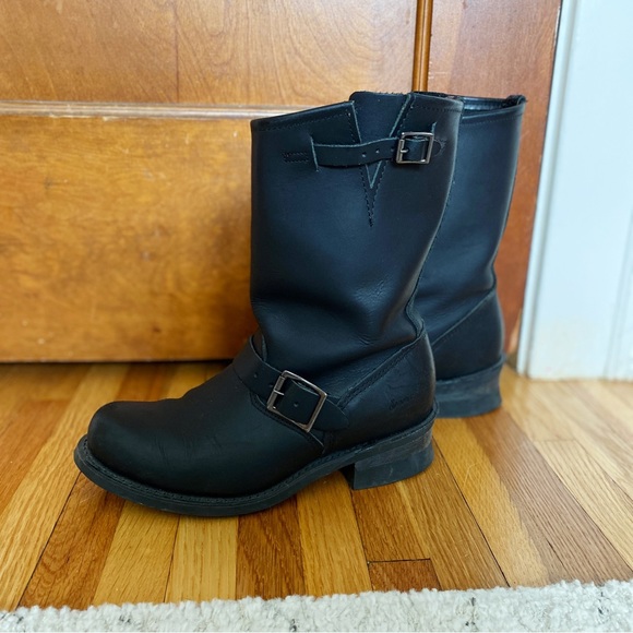 Black Leather Moto Boots - Picture 1 of 4